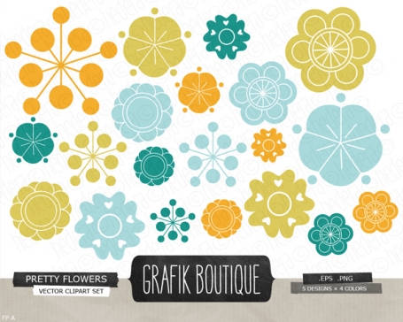 Flowers vector clip art, flower,